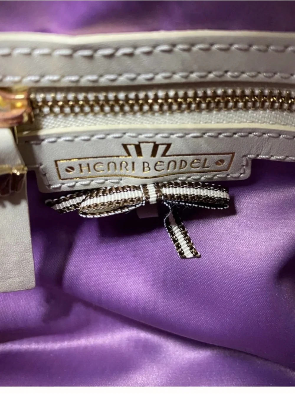 Henri Bendel EUC Mini Stripe Nylon & Leather Crossbody / Satchel Bag @9”x 7” - Picture 14 of 16